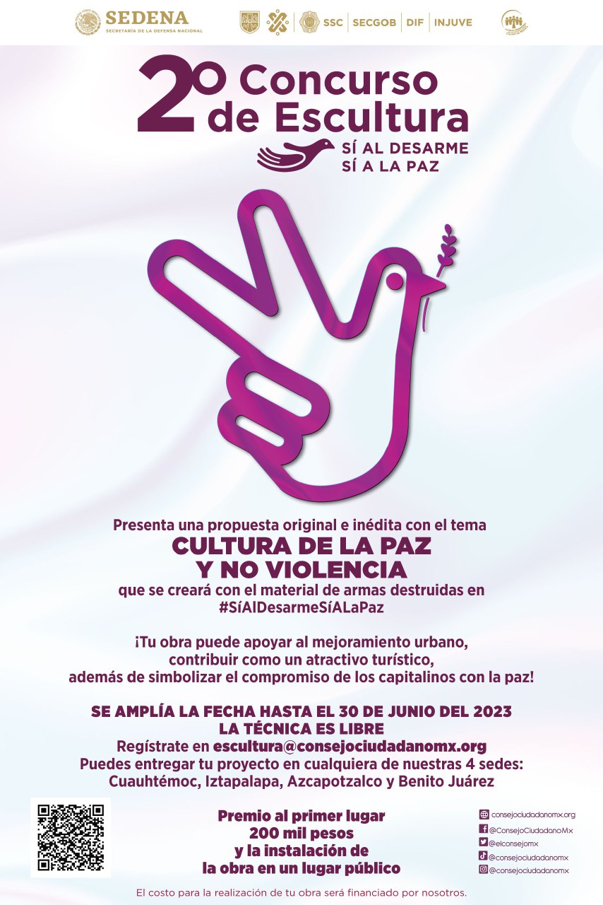 CONVOCATORIA AL 2DO CONCURSO DE ESCULTURA  “SÍ AL DESARME, SÍ A LA PAZ 2023”